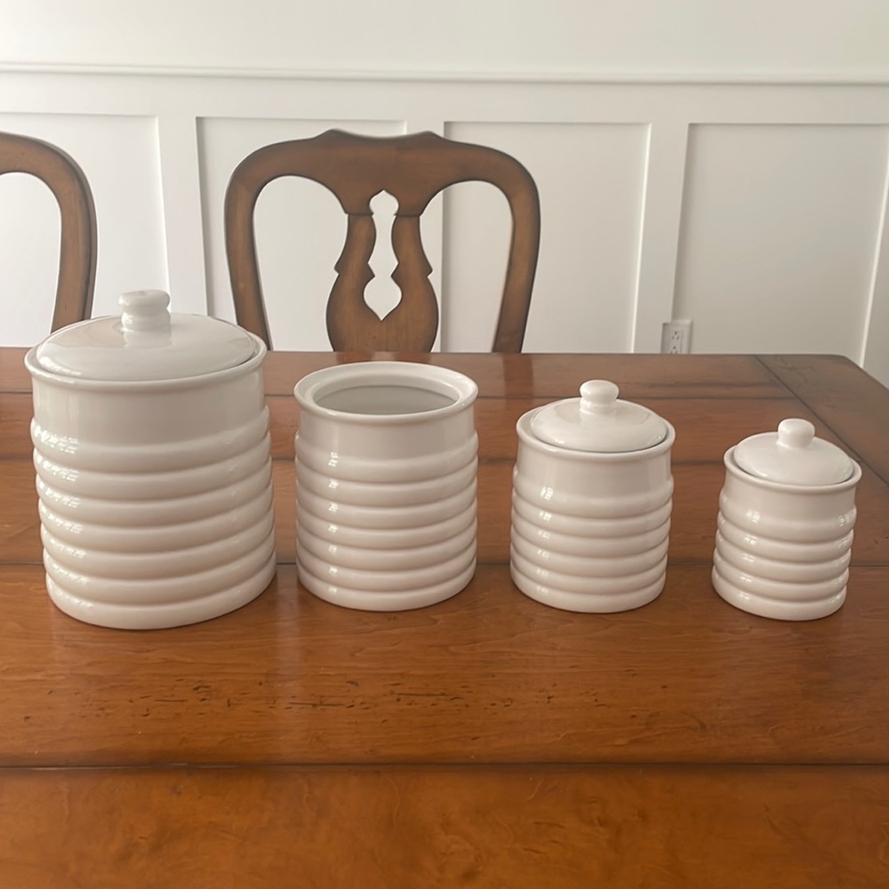 Crate & Barrel around White Porcelain Beehive Set